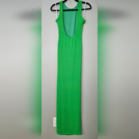 Lulus Karise Green Mesh Ruched Backless Maxi Dress, Size Small - Picture 10 of 11